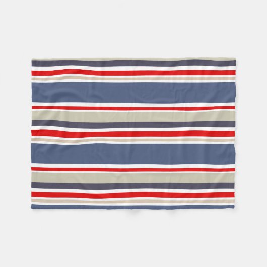 Stijlvolle zeiler gestreept rood wit blauw grijs b fleece deken (Voorkant (Horizontaal))