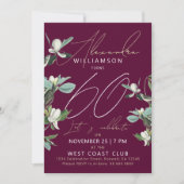 Stijlvolle zestig moderne Bourgondische bloemuitno Feestdagenkaart (Voorkant)