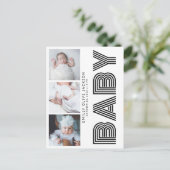 Stijlvolle zijtypografie 3 Foto Baby Dank u Briefkaart (Staand voorkant)