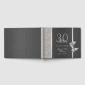 Stijlvolle zilver en zwarte feestdag gastenboek (Volledig)