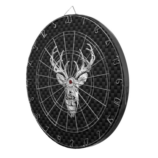 Stijlvolle zilver-speler op de afdruk van koolstof dartbord (Voorkant Rechts)