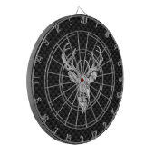 Stijlvolle zilver-speler op de afdruk van koolstof dartbord (Voorkant Links)