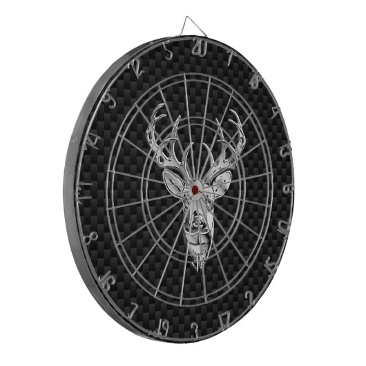 Stijlvolle zilver-speler op de afdruk van koolstof dartbord (Voorkant Links)