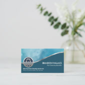 Stijlvolle, zilvercurve Blauwe waterswembool Visitekaartje (Staand voorkant)