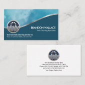 Stijlvolle, zilvercurve Blauwe waterswembool Visitekaartje (Voorkant / Achterkant)
