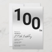 Stijlvolle zilveren 100ste verjaardagsfeestje kaart (Voorkant)