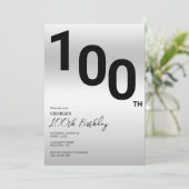 Stijlvolle zilveren 100ste verjaardagsfeestje kaart (Staand voorkant)