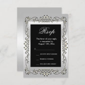 Stijlvolle Zilveren 60ste bruiloft RSVP (Voorkant / Achterkant)