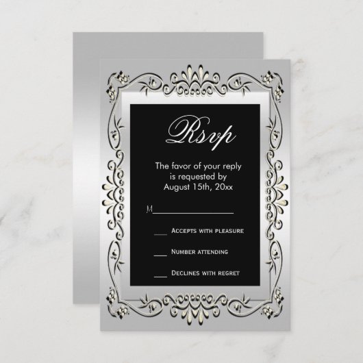 Stijlvolle Zilveren 60ste bruiloft RSVP (Voorkant / Achterkant)