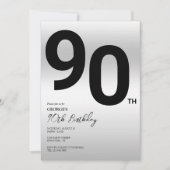 Stijlvolle zilveren 90ste verjaardagsfeestje kaart (Voorkant)