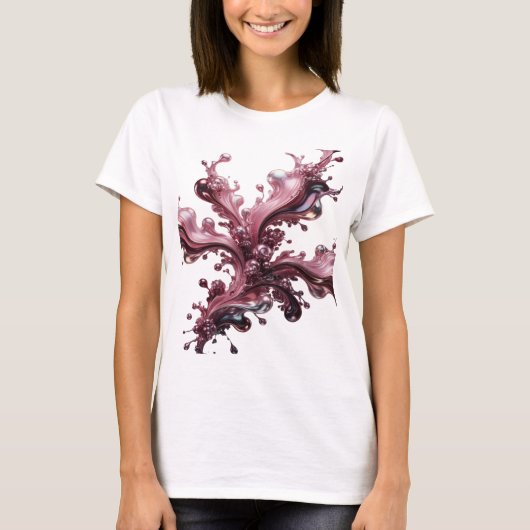 Stijlvolle Zilveren ABSTRACTE KUNST Modeprint T-shirt (Voorkant)