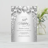 Stijlvolle Zilveren Ballonnen 60ste Verjaardagsfee Kaart (Staand voorkant)