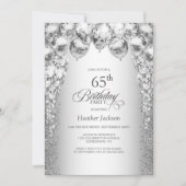 Stijlvolle Zilveren Ballonnen 65ste Verjaardagsfee Kaart (Voorkant)