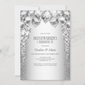 Stijlvolle Zilveren Ballonnen Housewarming Party Kaart (Voorkant)