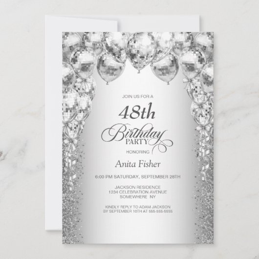 Stijlvolle zilveren ballonnen voor elk verjaardags kaart (Voorkant)