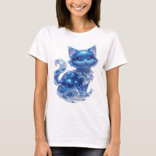 Stijlvolle Zilveren BLUE STARS KAT Grafische T-shi T-shirt