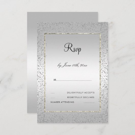 Stijlvolle Zilveren Confetti 60e Huwelijk RSVP (Voorkant / Achterkant)