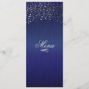 Stijlvolle zilveren Confetti Stippen donkerblauw Menu
