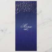 Stijlvolle zilveren Confetti Stippen donkerblauw Menu (Voorkant)