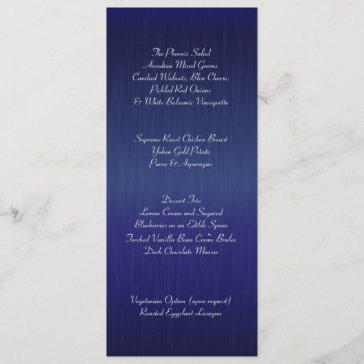 Stijlvolle zilveren Confetti Stippen donkerblauw Menu (Achterkant)