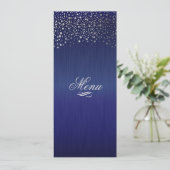 Stijlvolle zilveren Confetti Stippen donkerblauw Menu (Staand voorkant)