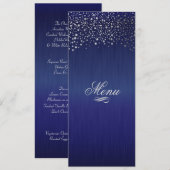 Stijlvolle zilveren Confetti Stippen donkerblauw Menu (Voorkant / Achterkant)