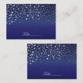 Stijlvolle zilveren Confetti Stippen Sapphire Blue Plaatskaartje (Voorkant / Achterkant)
