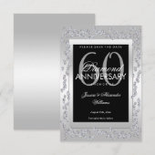 Stijlvolle zilveren diamanten 60e bruiloft Save Th The Date (Voorkant / Achterkant)