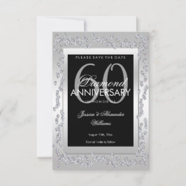 Stijlvolle zilveren diamanten 60e bruiloft Save Th The Date