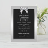 Stijlvolle Zilveren Edelsteen Boog & Zwarte Trouw Kaart (Staand voorkant)