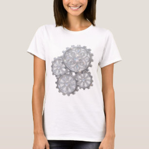 Stijlvolle Zilveren EDELSTENEN IN TANDWIEL Print T-shirt