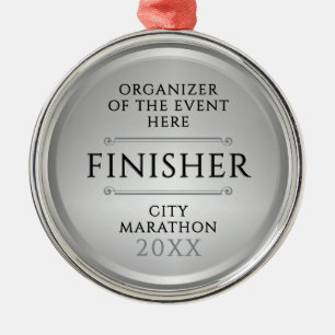 Stijlvolle Zilveren Erkenning Finisher Award Medai Metalen Ornament