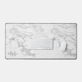 Stijlvolle zilveren folie marmeren monogram bureaumat (Keyboard & Muis)