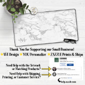 Stijlvolle zilveren folie marmeren monogram bureaumat