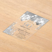 Stijlvolle zilveren glitter druppels ballonnen 90e acryl uitnodigingen (Laagn)