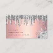 Stijlvolle zilveren glitter druppelt make-up en ha visitekaartje (Achterkant)