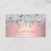 Stijlvolle zilveren glitter druppelt make-up en ha visitekaartje (Voorkant)
