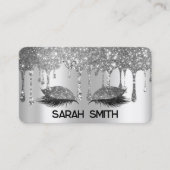 Stijlvolle zilveren glitter druppelt wimpers visitekaartje (Voorkant)