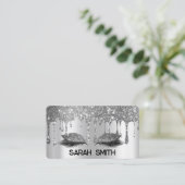 Stijlvolle zilveren glitter druppelt wimpers visitekaartje (Staand voorkant)