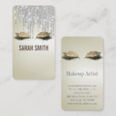 Stijlvolle zilveren glitter druppelt wimpers visitekaartje (Voorkant / Achterkant)