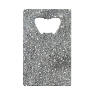 Stijlvolle zilveren glitter Glitz-afdrukken Creditkaart Flessenopener