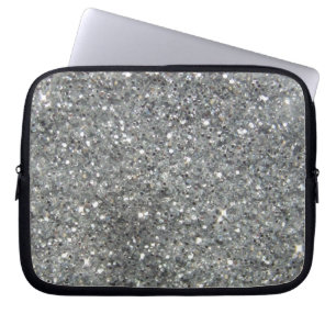 Stijlvolle zilveren glitter Glitz-afdrukken Laptop Sleeve