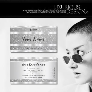 Stijlvolle zilveren glitter sprankelende sterren E Visitekaartje