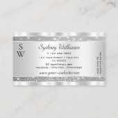 Stijlvolle zilveren glitter sprankelende sterren m visitekaartje (Achterkant)