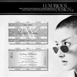 Stijlvolle zilveren glitter sprankelende sterren m visitekaartje