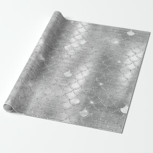Stijlvolle zilveren glitter zeemeermin vissenschub cadeaupapier