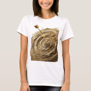 Stijlvolle Zilveren GOUDEN ROOS Kunstzinnig Motief T-shirt