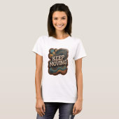 Stijlvolle Zilveren KEEP MOVING Print T-shirt (Voorkant volledig)