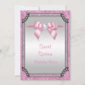 Stijlvolle zilveren Lijst & roze poche gem boog zo Kaart (Voorkant)