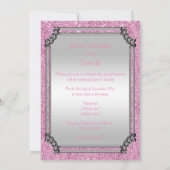 Stijlvolle zilveren Lijst & roze poche gem boog zo Kaart (Achterkant)